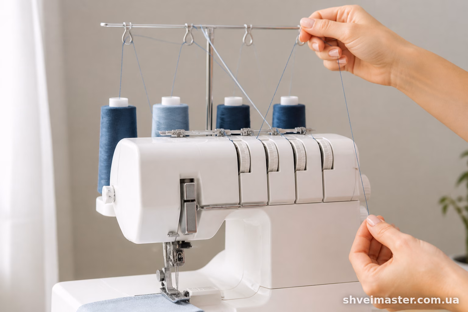 Janome CoverPro 3000 Professional: як правильно заправити нитки